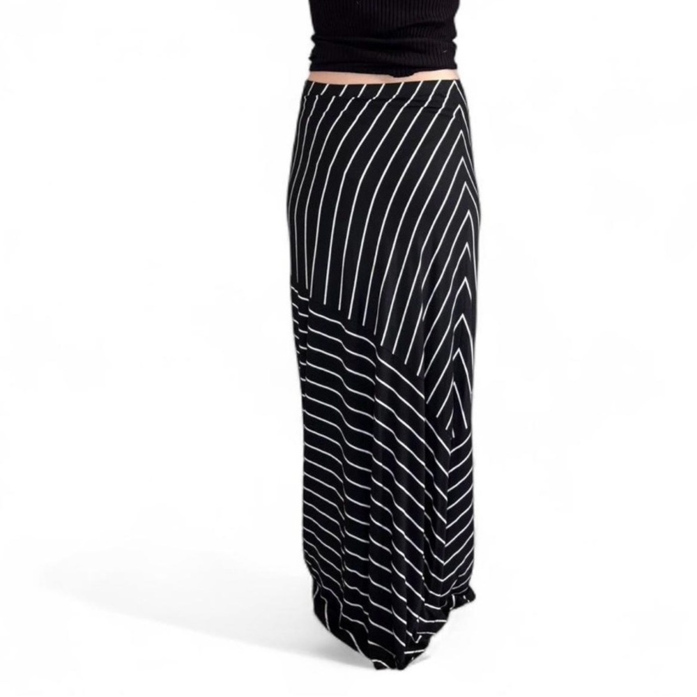 Matty M Black and White Diagonal Stripe Maxi Skirt
